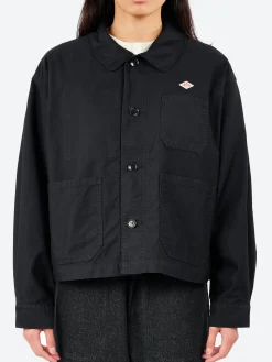 Danton - Women's Moleskin Wide Coverall Jacket in Black