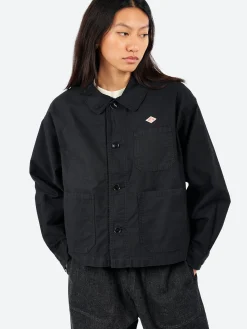Danton - Women's Moleskin Wide Coverall Jacket in Black