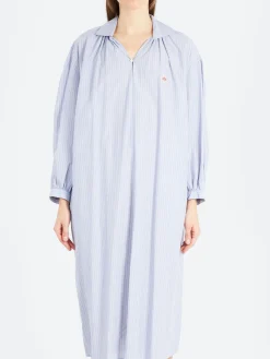 Danton - Women's Pullover Shirt Dress in Lt Blue Stripe