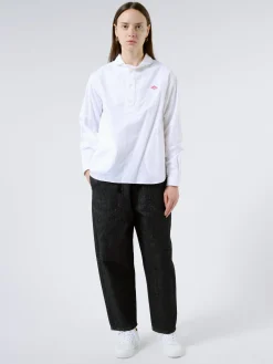 Danton - Women's Round Collar Pullover L/S Shirt in White