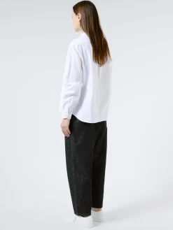 Danton - Women's Round Collar Pullover L/S Shirt in White