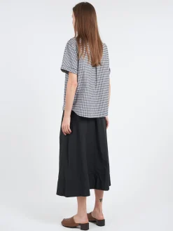 Danton - Women's Round Collar Shirt in Black Gingham