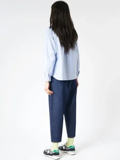 Danton - Women's Round Collar Pullover L/S Shirt in Blue