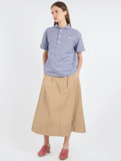 Danton - Women's Round Collar Shirt in Navy Gingham