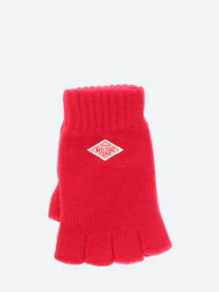 Danton - Wool Knit Fingerless Gloves in Red