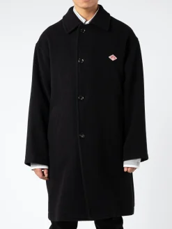 Danton - Wool Light Pile Long Coat in Black