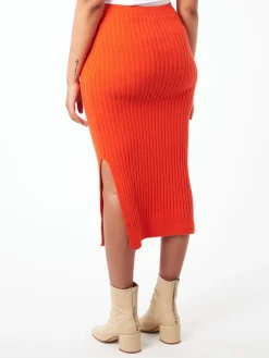 Filippa K - Rib Knit Skirt in Red Orange