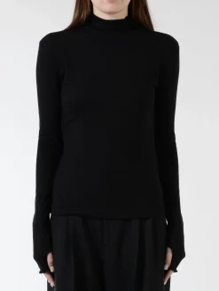 Filippa K - Rib Mock Neck Top in Black