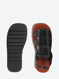 FLY London - Suki Samb Sandal in Black and Brick