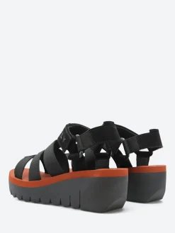 FLY London - Yoko Yoji Platform Sandals in Black and Brick