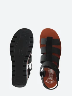 FLY London - Yoko Yoji Platform Sandals in Black and Brick