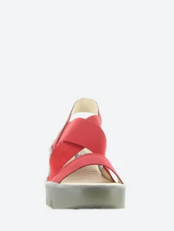 Fly London- Taji Slingback Sandals in Lipstick Red