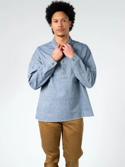 F.O.B. FACTORY - Chambray Pull-Over Shirt in Blue