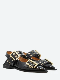 GANNI - Buckle Ballerina in Black