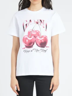GANNI - Cherry T-Shirt in Bright White