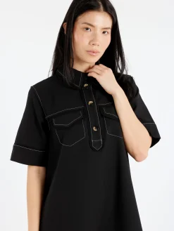 GANNI - Crepe Mini Dress in Black