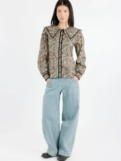 GANNI - Floral Printed Shirt in Black