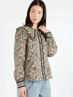 GANNI - Floral Printed Shirt in Black