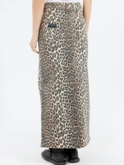 GANNI - Leopard Print Denim Maxi Skirt
