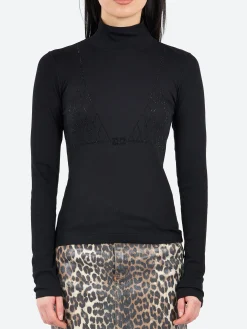 GANNI - Rhinestone Top in Black