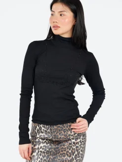 GANNI - Rhinestone Top in Black