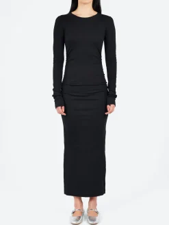 GANNI - Rib Long Dress in Black