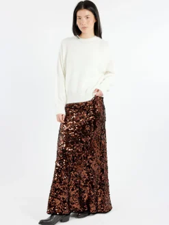 GANNI - Sequins Maxi Skirt in Bitter Chocolate
