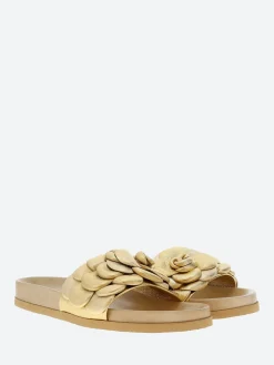 gravitypope - Anata Slide Sandals in Oro Laser Laminato