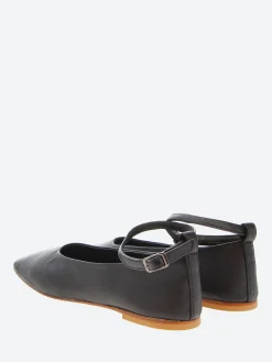 gravitypope - Jacalin Ankle Strap Ballet Flat in Nero Nappa