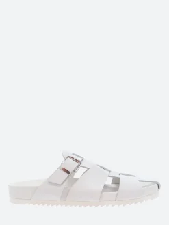 gravitypope - Keira Fisherman Slide Sandals in Bianco Nappa and Bianco