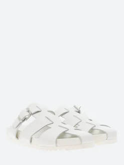 gravitypope - Keira Fisherman Slide Sandals in Bianco Nappa and Bianco
