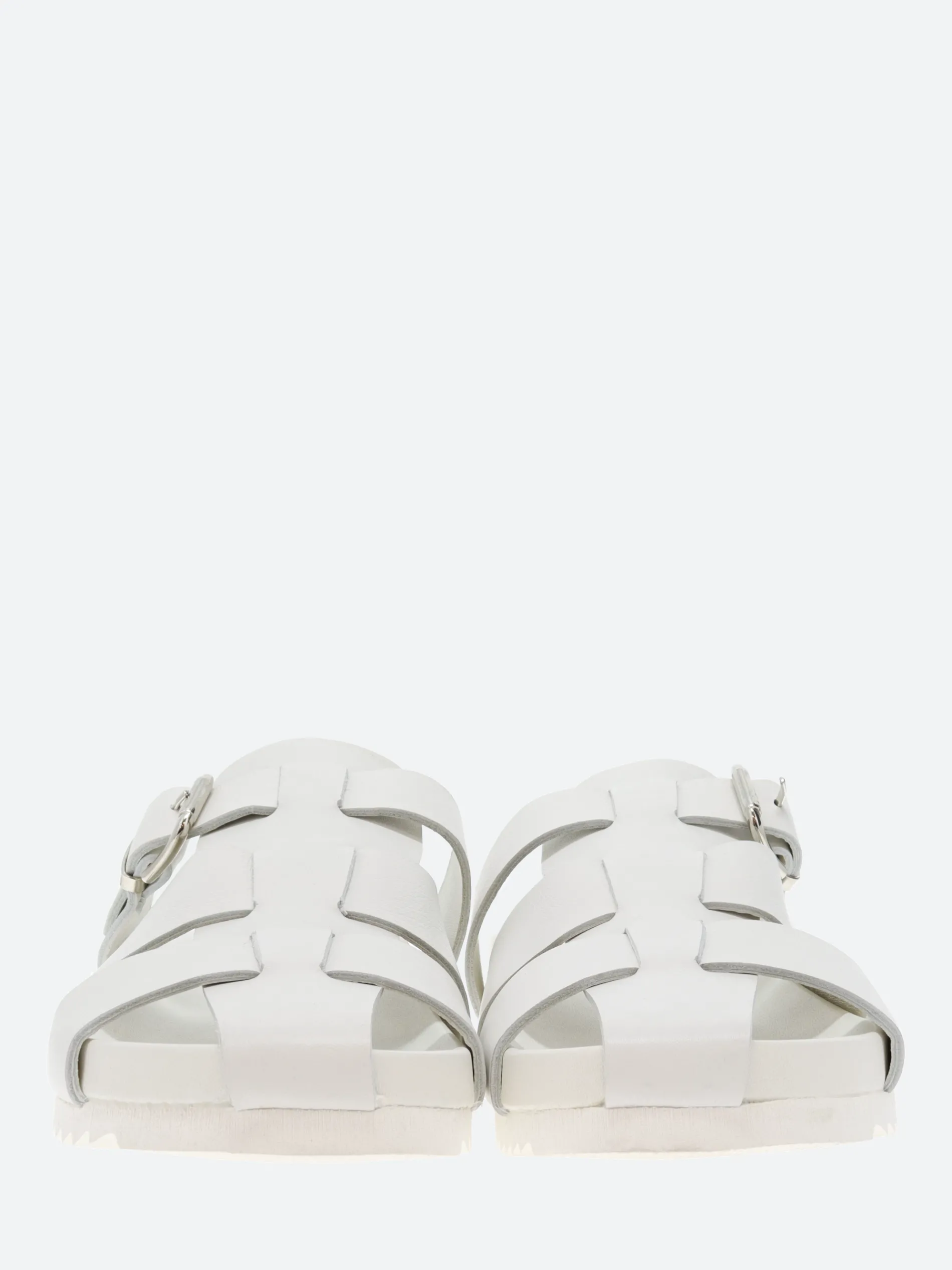 gravitypope - Keira Fisherman Slide Sandals in Bianco Nappa and Bianco