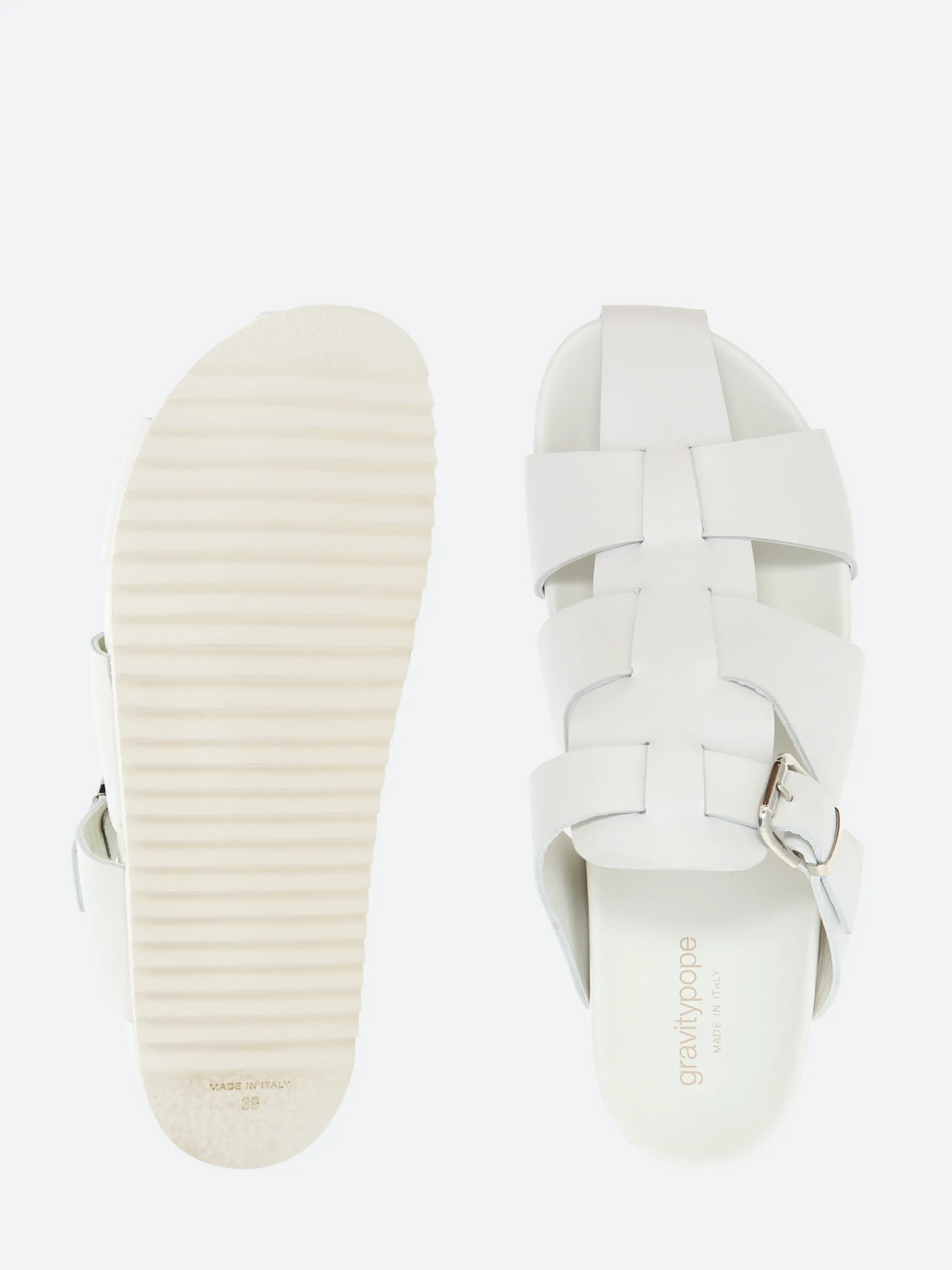 gravitypope - Keira Fisherman Slide Sandals in Bianco Nappa and Bianco