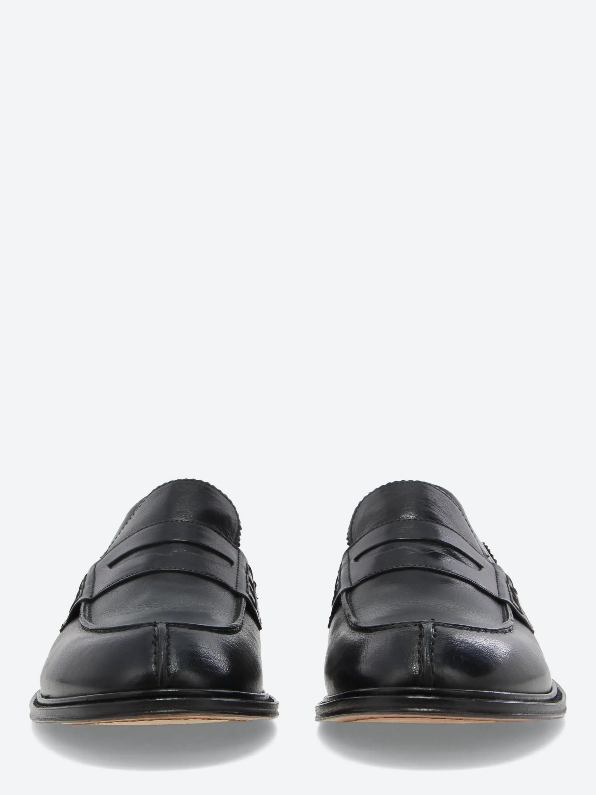 gravitypope - Milton Penny Loafers in Nero Glove Tinto