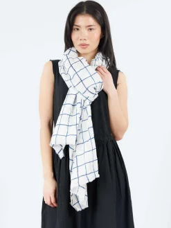 Hannoh Wessel - Printed Samara Scarf in Blue Check
