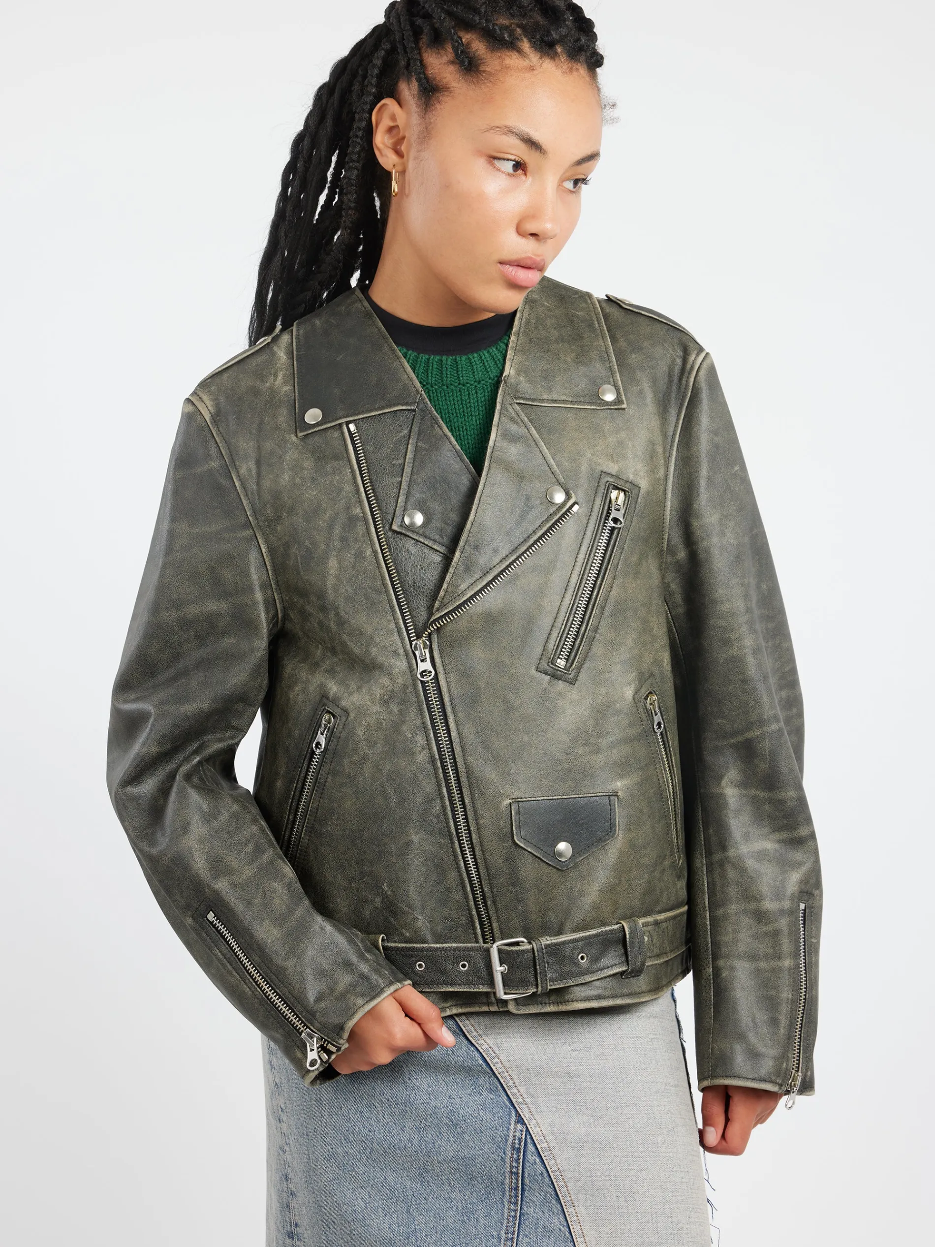 Heavy Leather Biker Jacket