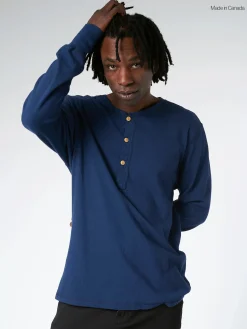 Homespun Knitwear - Coalminer Henley in Navy