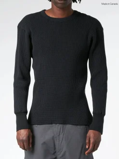 Homespun Knitwear - L/S Crew Thermal in Black