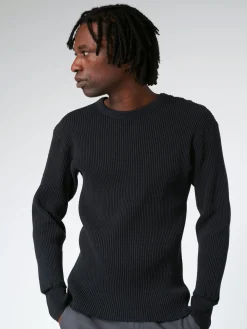 Homespun Knitwear - L/S Crew Thermal in Black
