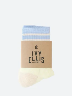 Ivy Ellis - The Embo Cotton Slub Quarter in Lemon and Light Blue