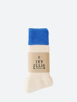 Ivy Ellis - The Meyer Men's Boot Socks in White and Blue