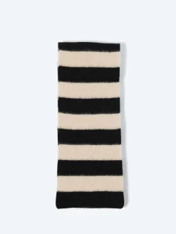 Jo Gordon - Brushed Stripe Scarf in Black and Oatmeal