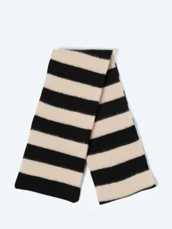 Jo Gordon - Brushed Stripe Scarf in Black and Oatmeal