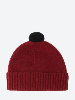 Jo Gordon - Plain Hat Contrast Pompom in Russet Red/Black