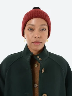 Jo Gordon - Plain Hat Contrast Pompom in Russet Red/Black