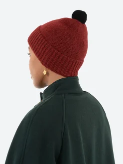 Jo Gordon - Plain Hat Contrast Pompom in Russet Red/Black