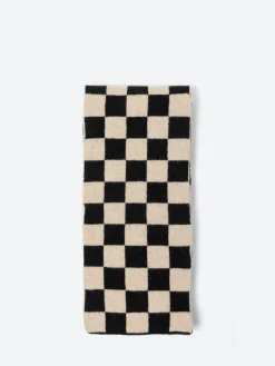 Jo Gordon - Small Checkered Scarf in Black/Oatmeal