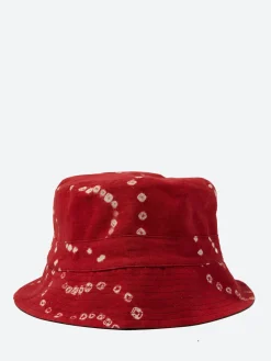 Kardo - Bandhani Bucket Hat in Charcoal and Red