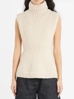 Lauren Manoogian - Handknit Peplum Shell in Alabaster