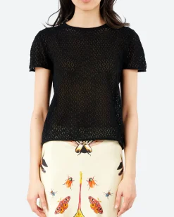 Lauren Manoogian - Pointelle Baby Tee in Black